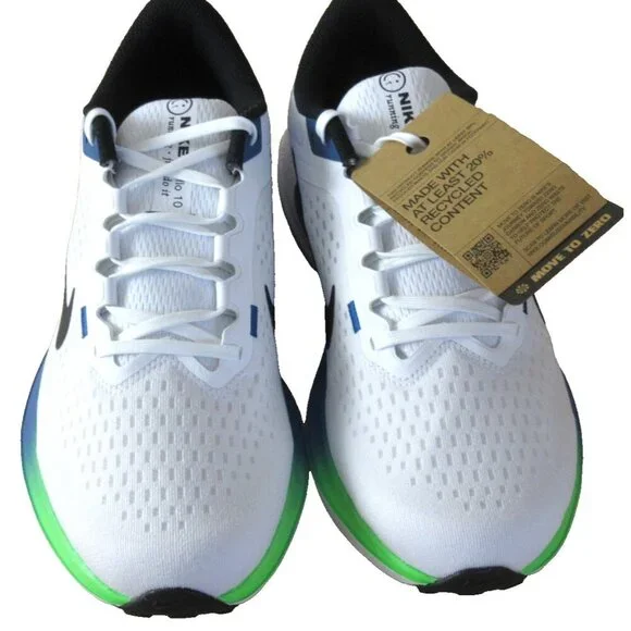 Nike Men's Air Winflo 10 Running Shoes White Star Blue Green Strike Sizes NIB